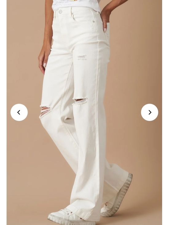 Insane Gene Denim - Insane Gene White Distressed Wide-Leg Jeans